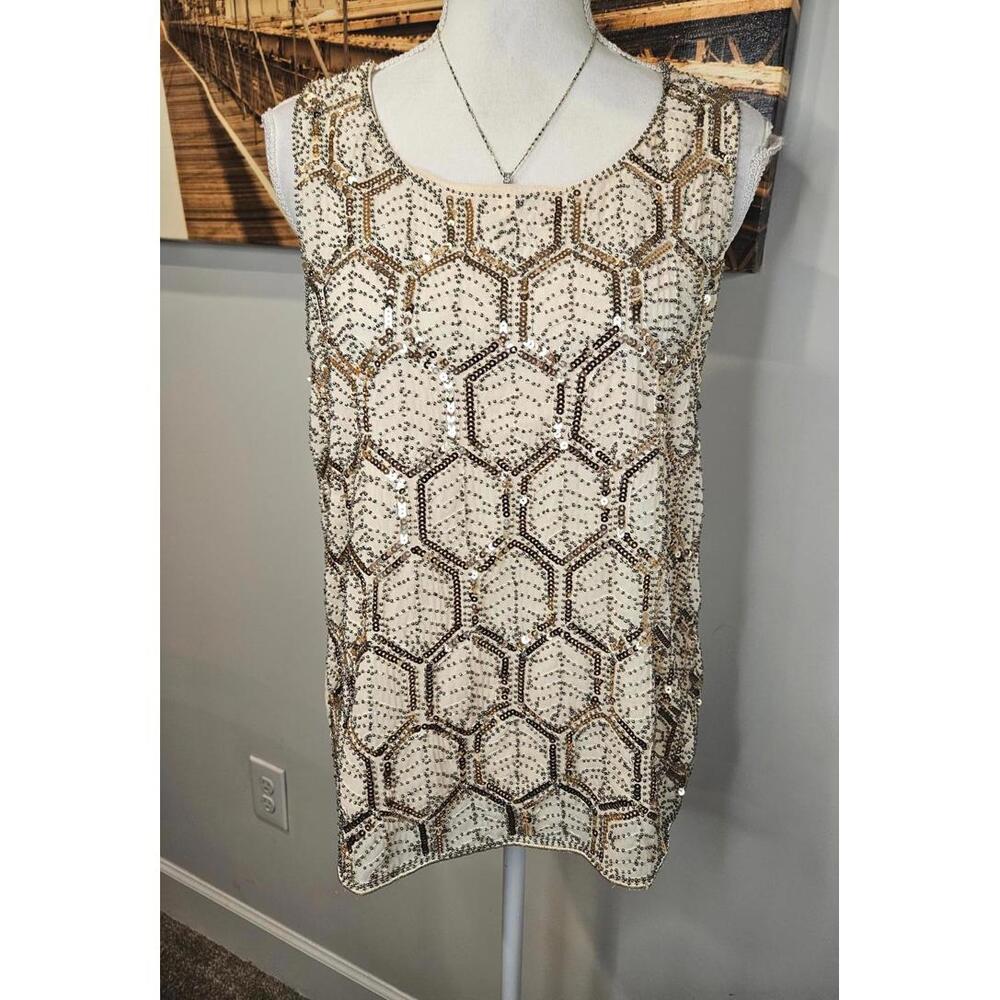 Pinky Elegant Sequin Top with Honeycomb Design